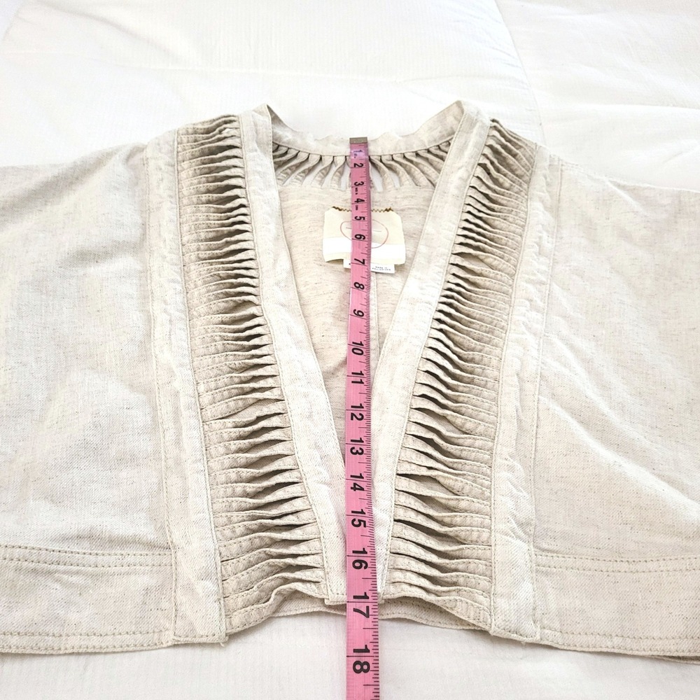 Anthropologie Hei Hei Cropped Ladder Cutout Ivory Oatmeal Open Jacket XS / S - Picture 8 of 8